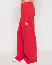 Snoopy & Woodstock Open Leg Sweatpants, Red