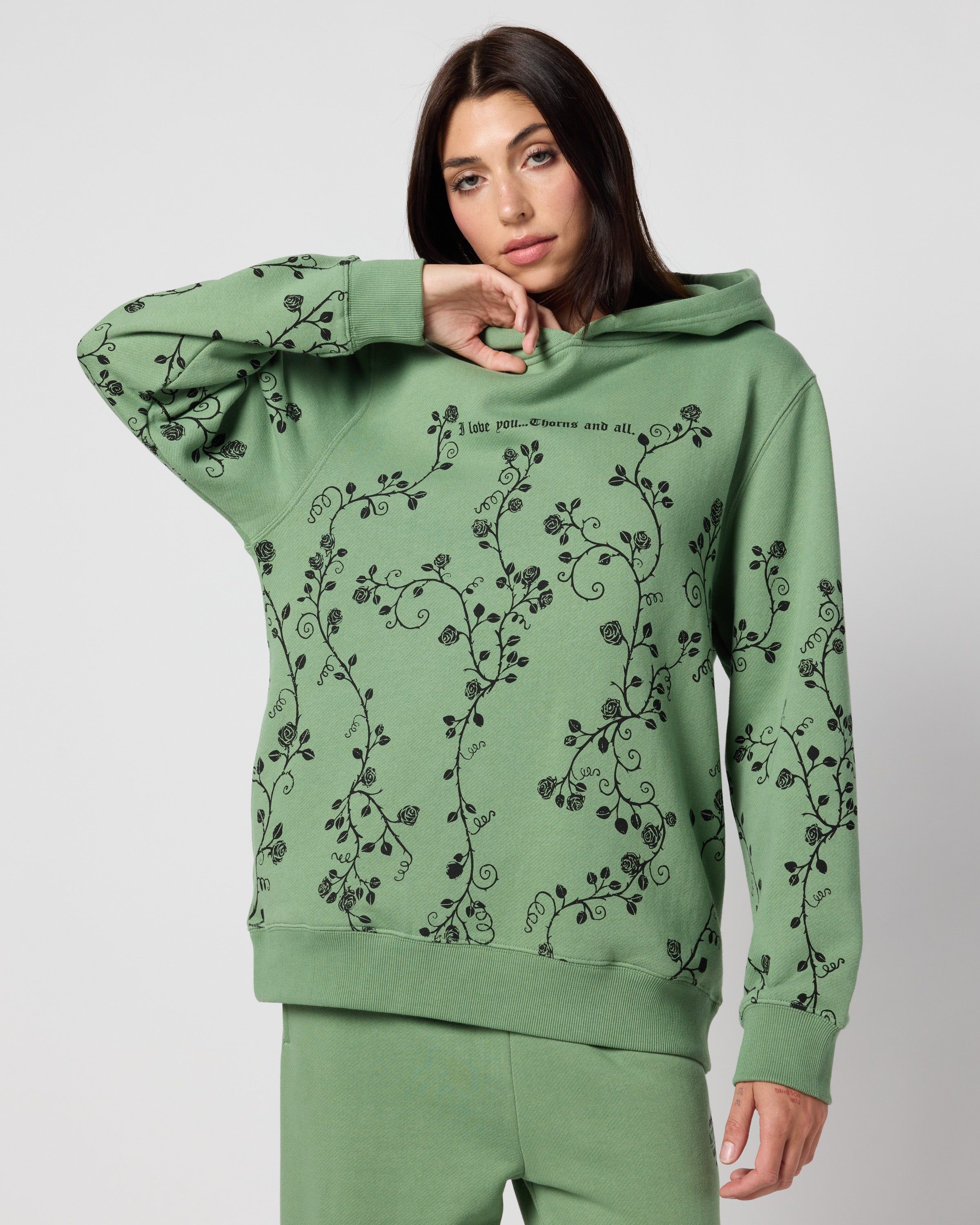 ACOTAR Thorns and Roses Hoodie, Green