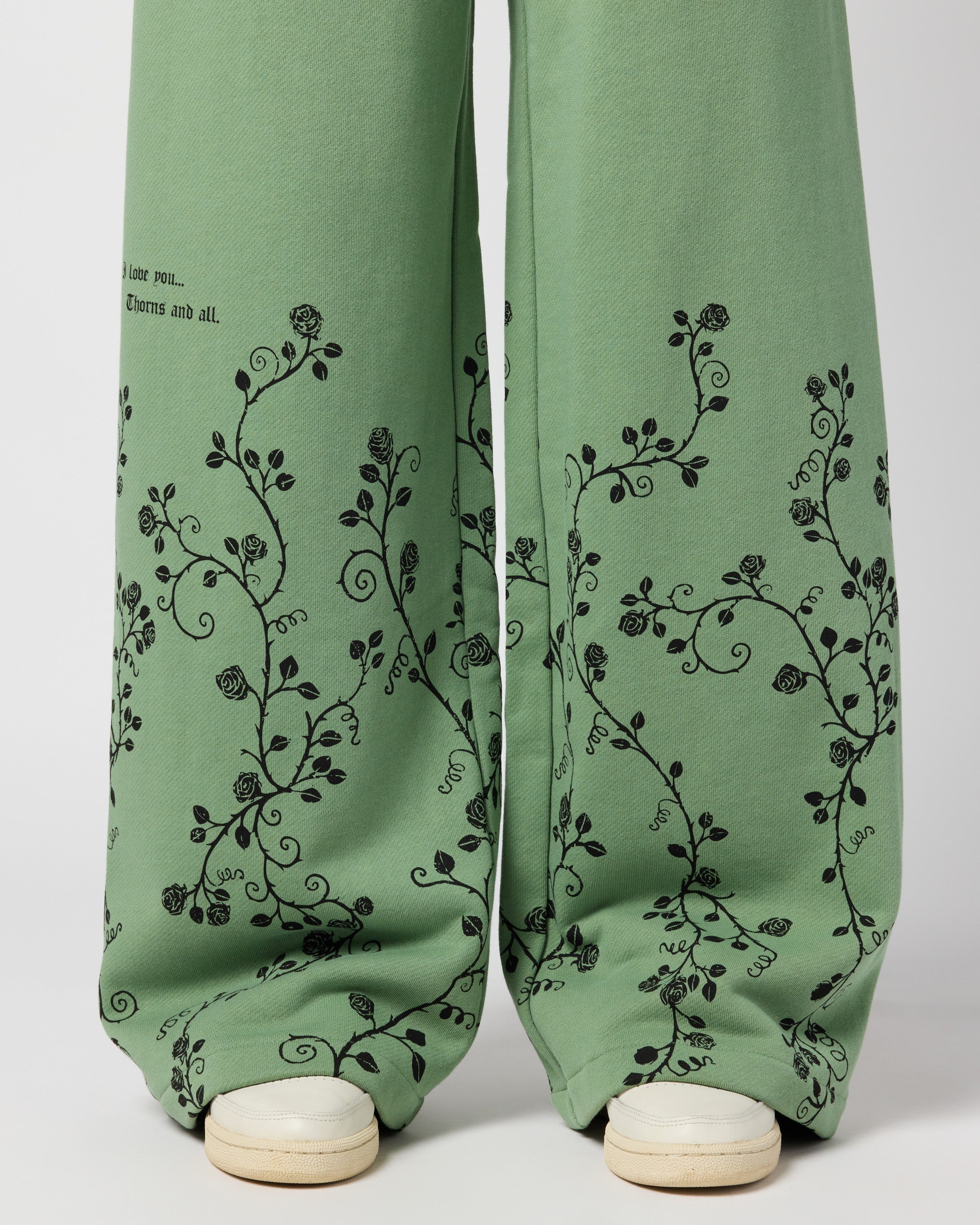 ACOTAR Thorns and Roses Open Leg Sweatpants, Green