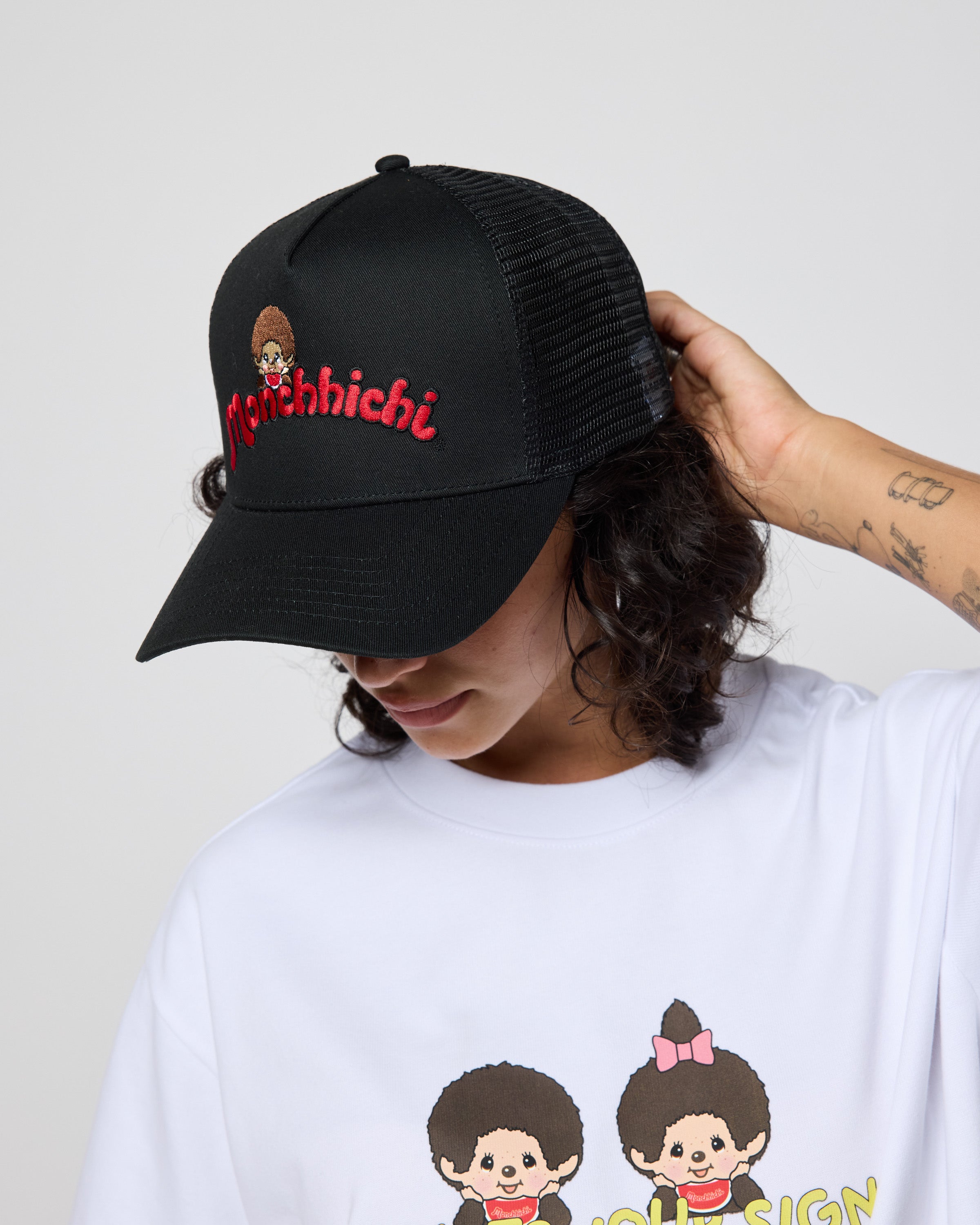 Monchhichi™ Logo Trucker Hat, Black
