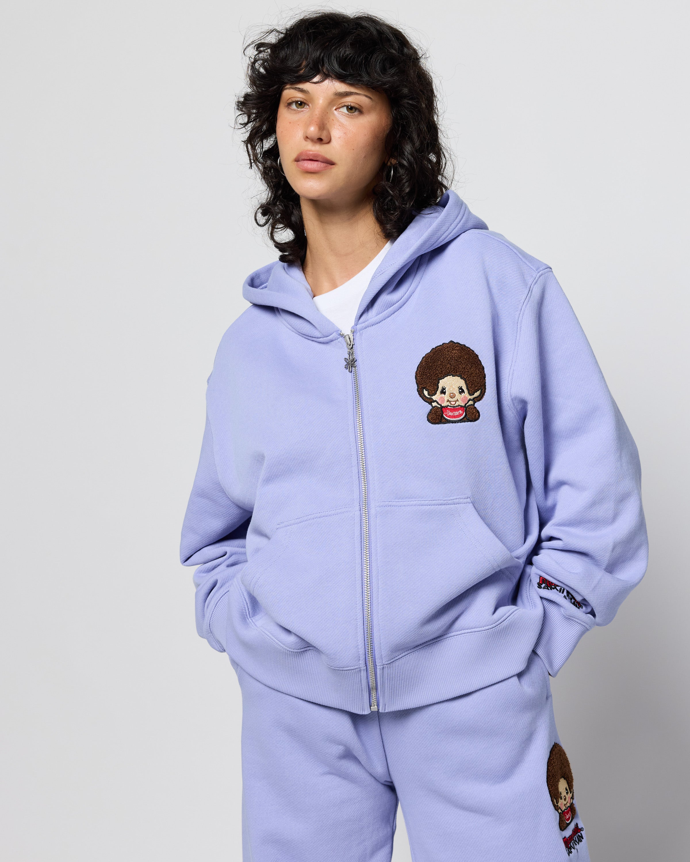 Monchhichi™ Vintage Zip Up Hoodie, Lilac