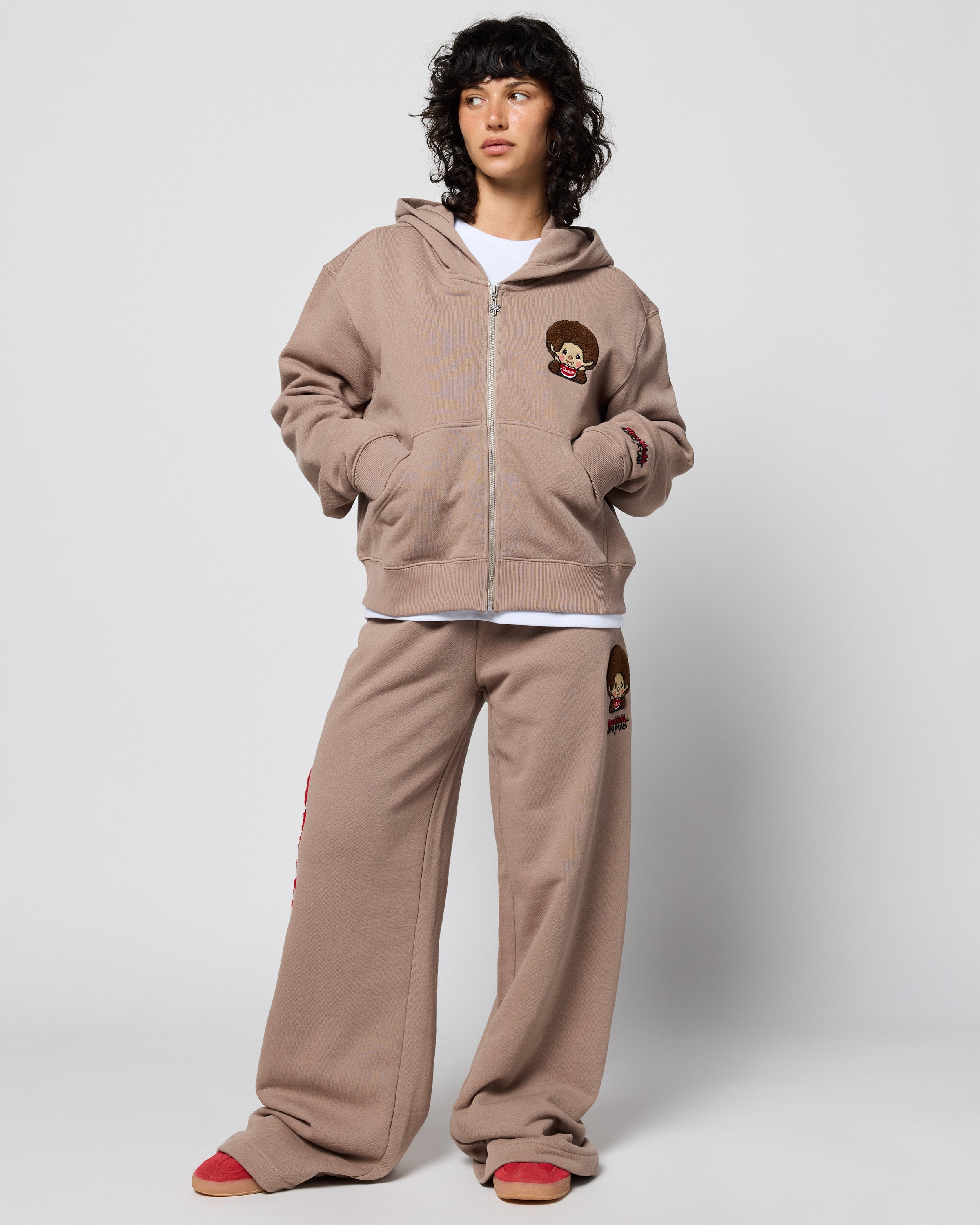 Monchhichi™ Vintage Wash Zip Up Hoodie, Brown – Samii Ryan