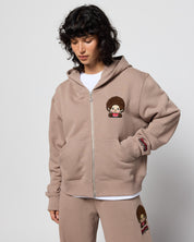 Monchhichi™ Vintage Wash Zip Up Hoodie, Brown