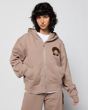 Monchhichi™ Vintage Wash Zip Up Hoodie, Brown