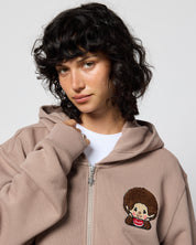 Monchhichi™ Vintage Wash Zip Up Hoodie, Brown