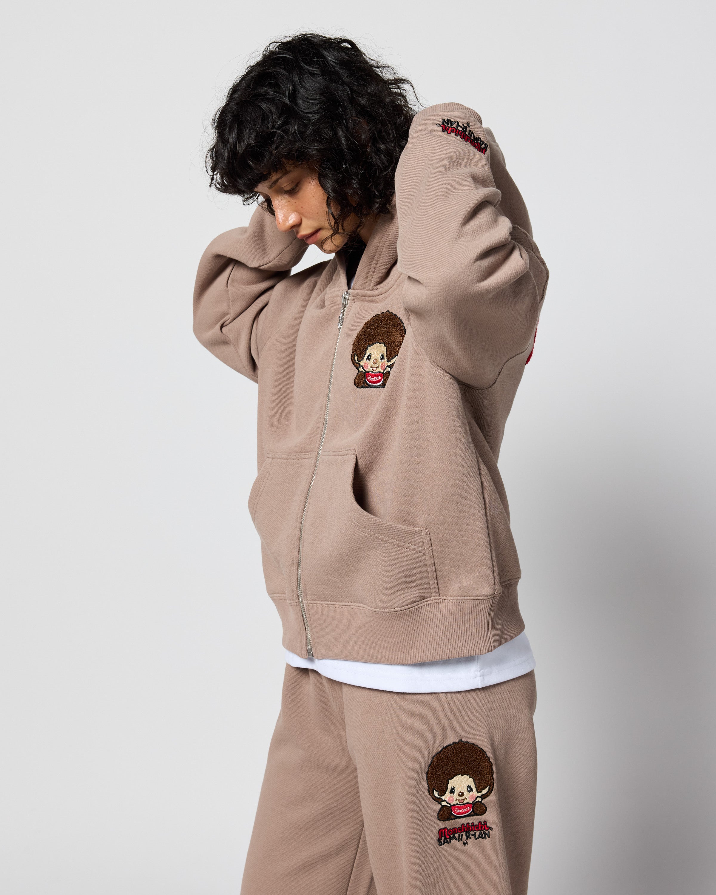 Monchhichi™ Vintage Wash Zip Up Hoodie, Brown – Samii Ryan