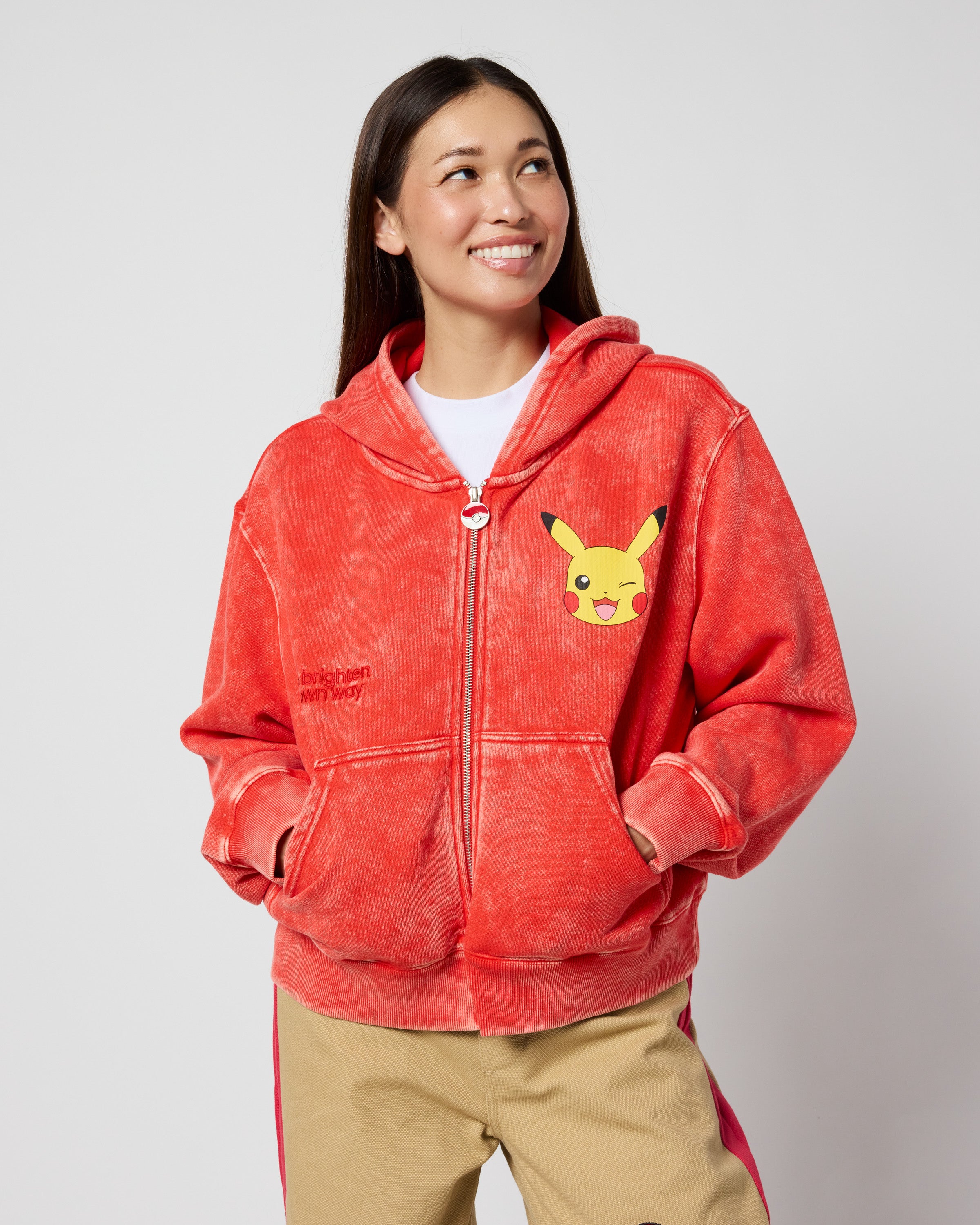 Pikachu Brighten Your Day Zip-Up Hoodie