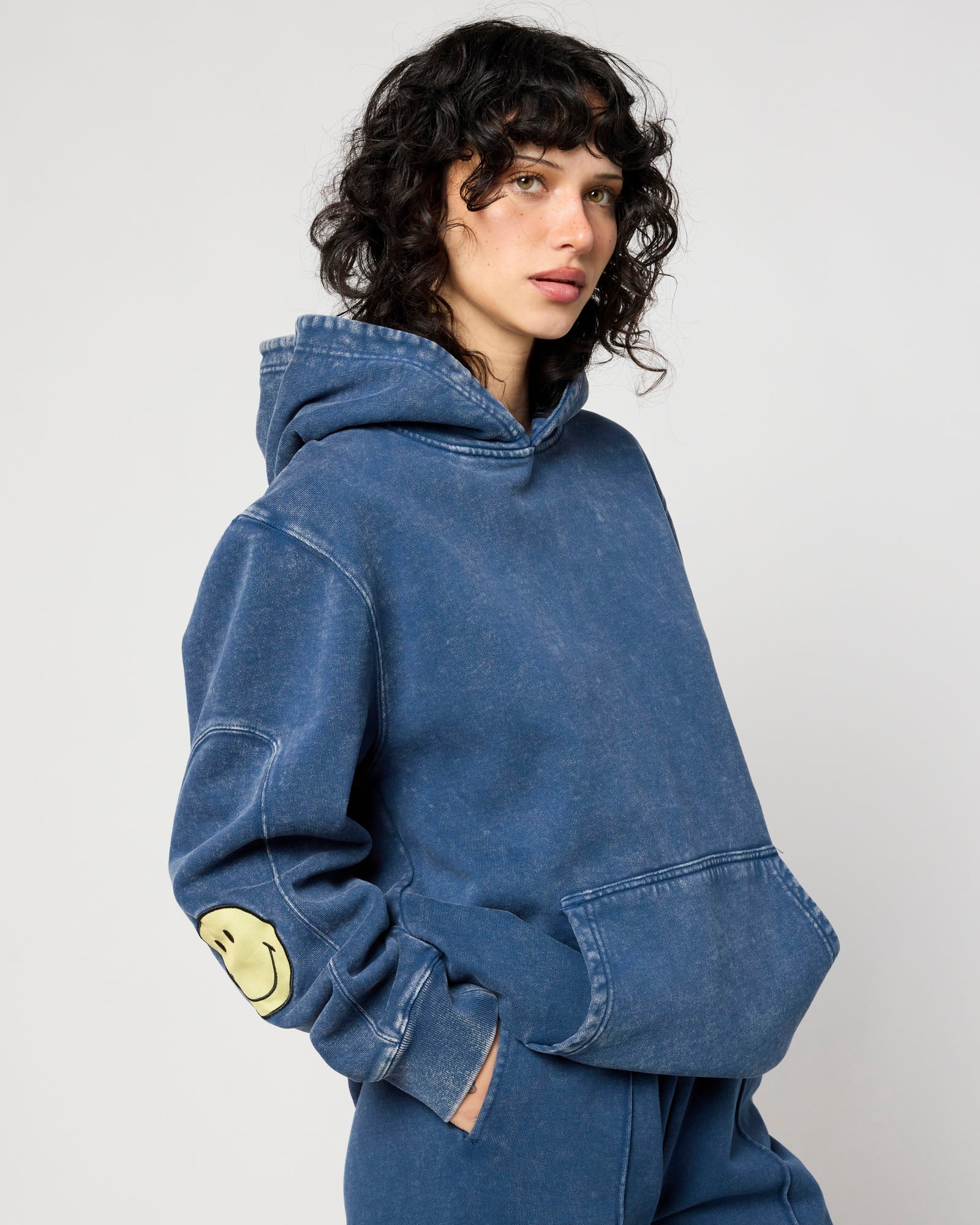 Smiley® Oversized Hoodie, Denim Blue