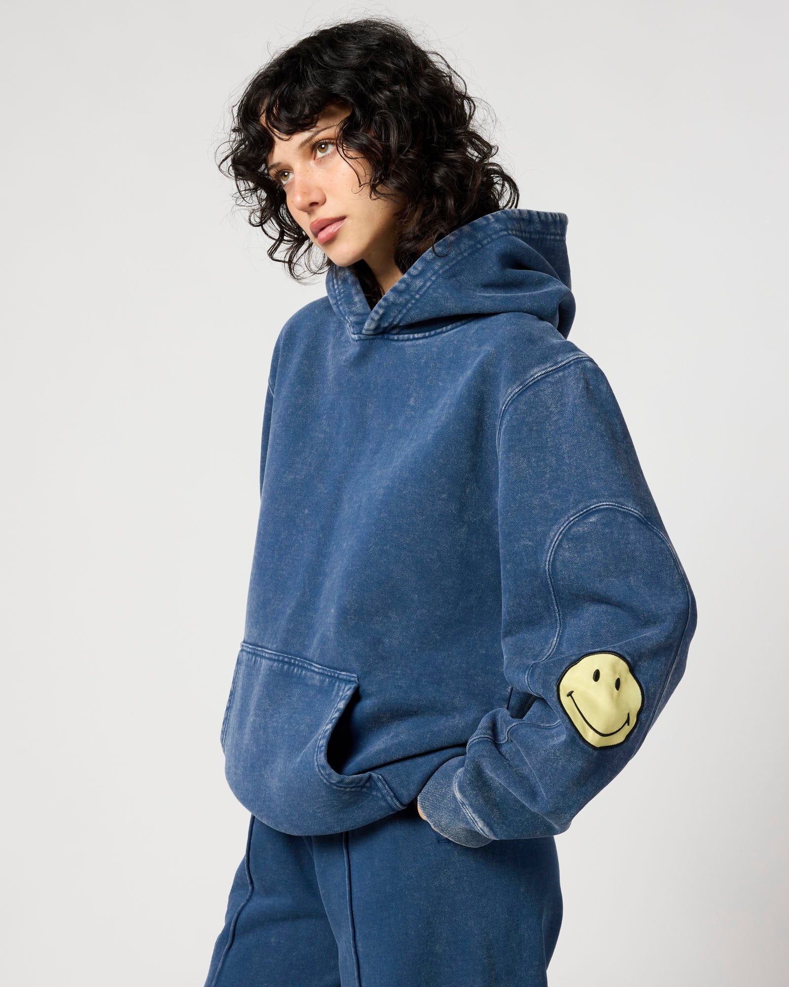 Smiley® Oversized Hoodie, Denim Blue