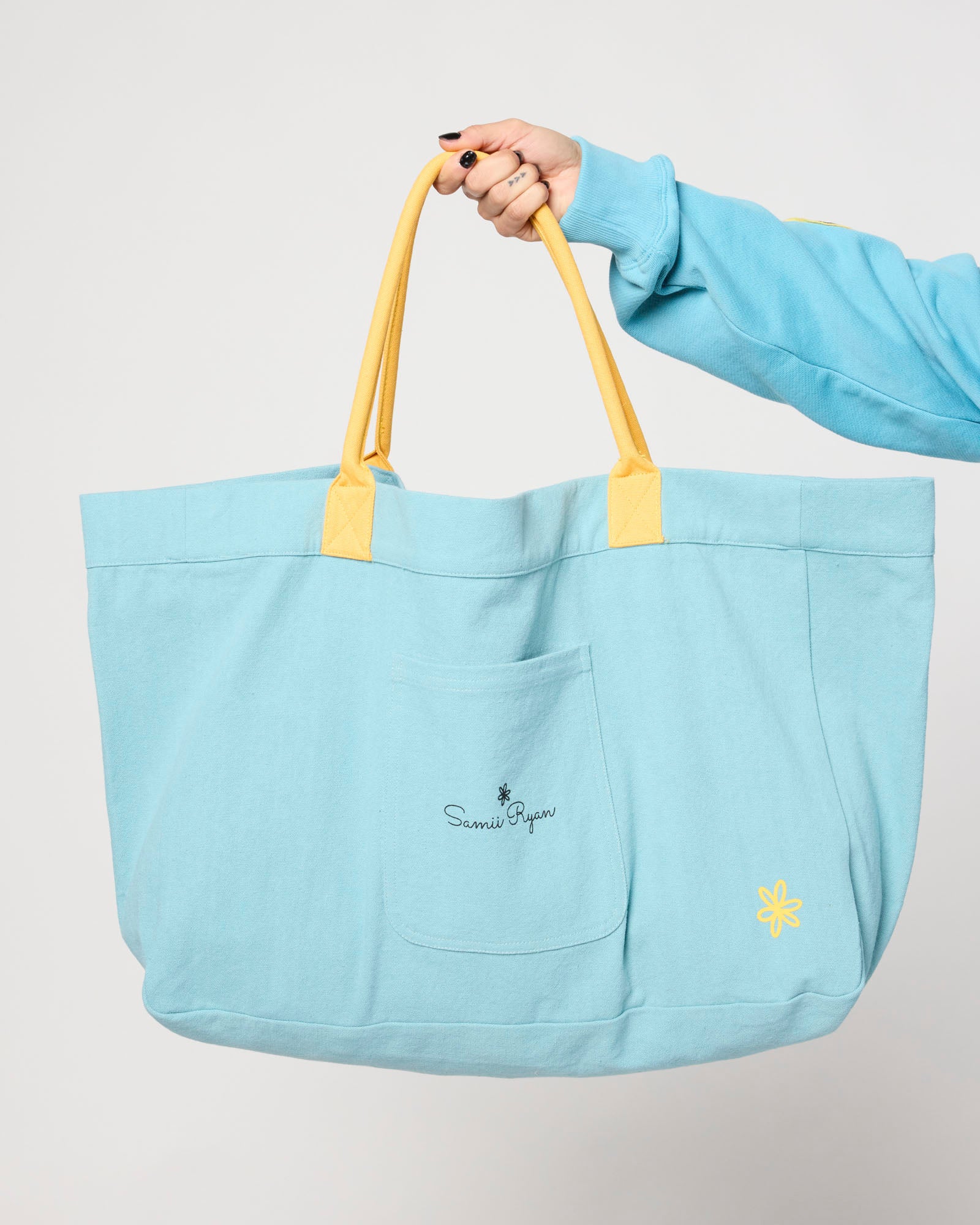 Smiley Chasing Happiness Tote Bag