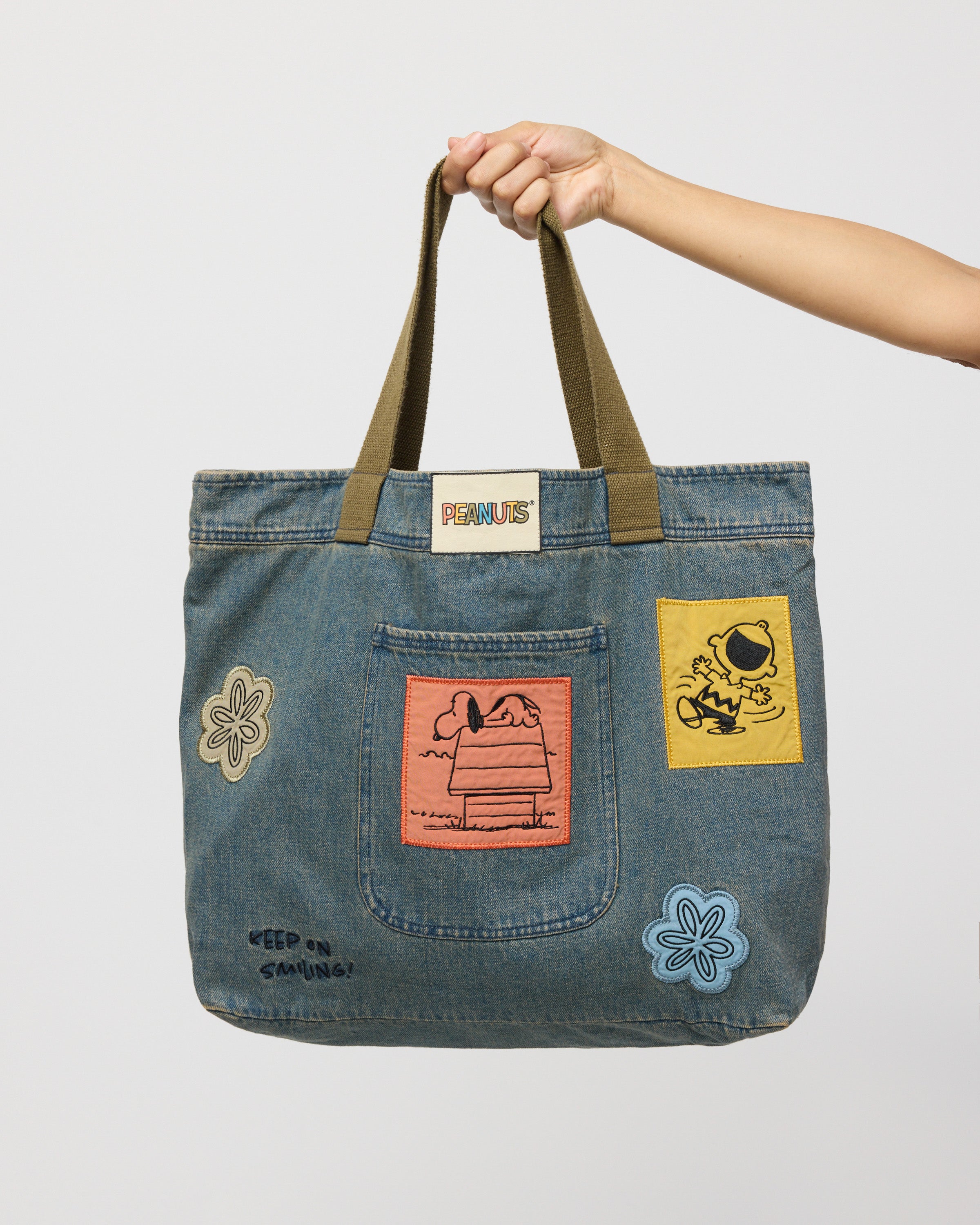Snoopy & Woodstock Denim Tote Bag | Women's Peanuts Collab Bag