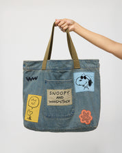 Snoopy & Woodstock Tote Bag, Denim