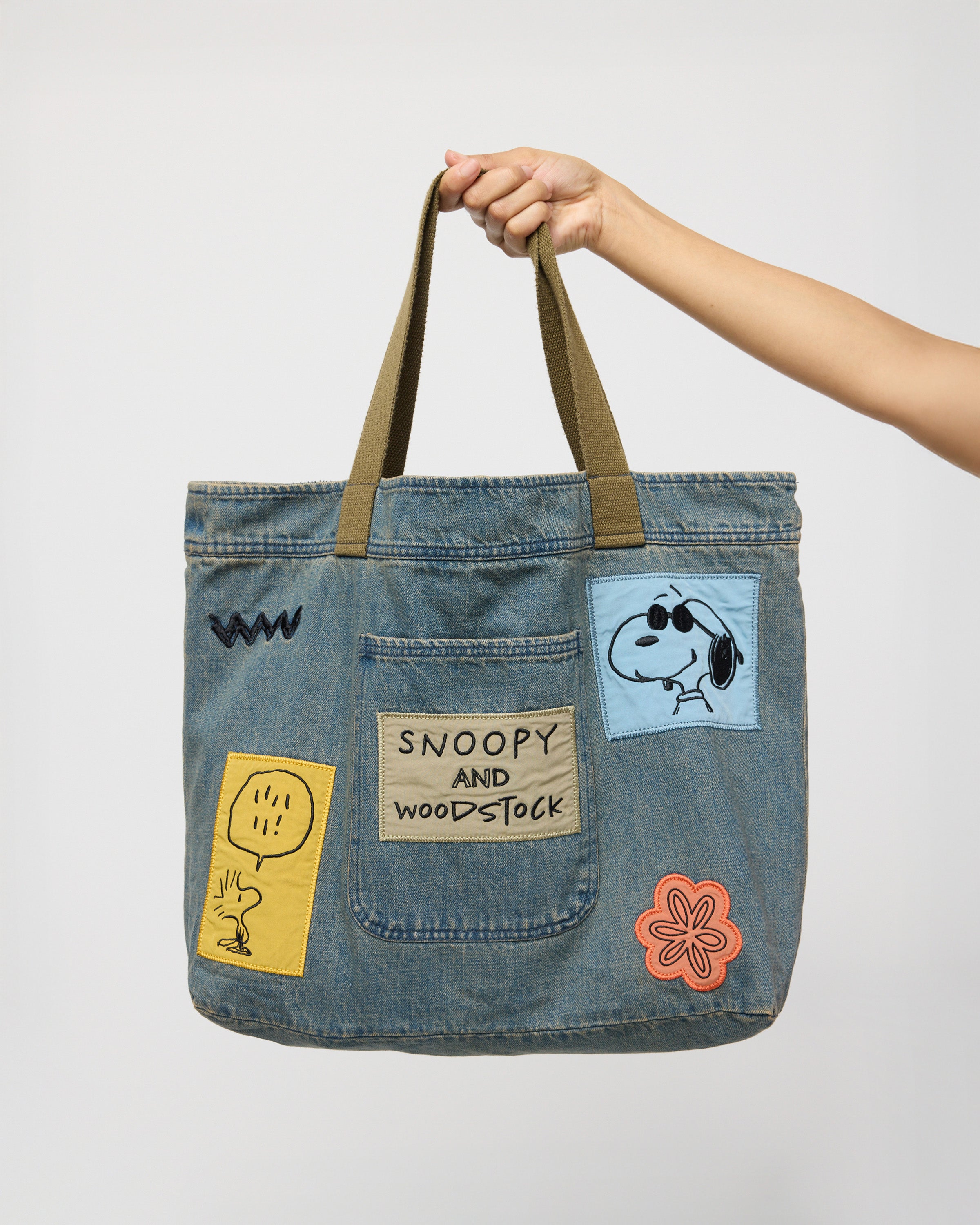 Snoopy & Woodstock Tote Bag, Denim
