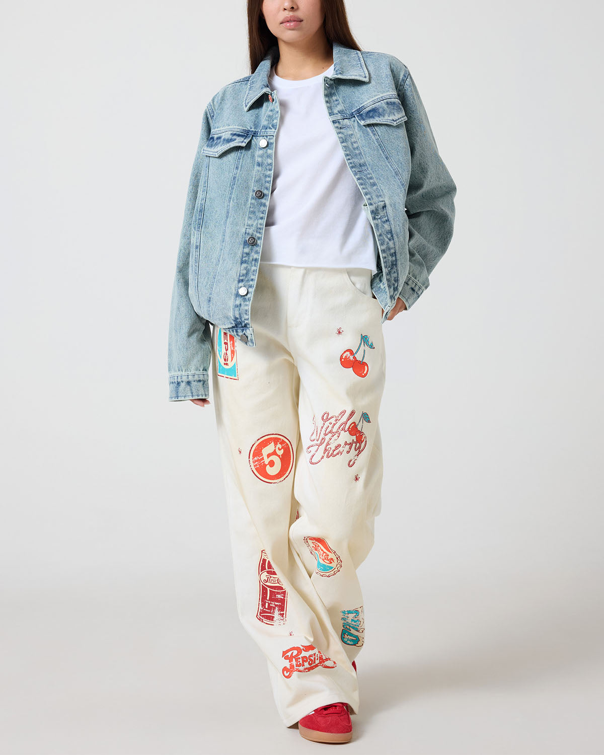 Wild Cherry Oversized Denim Jacket
