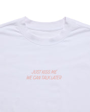 Sweethearts Just Kiss Me Oversized Tee, White