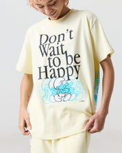 Don't Wait To Be Happy Oversized Tee, Yellow