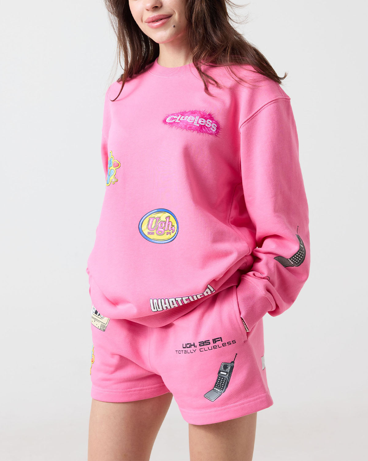 Clueless Collage Crewneck, Pink