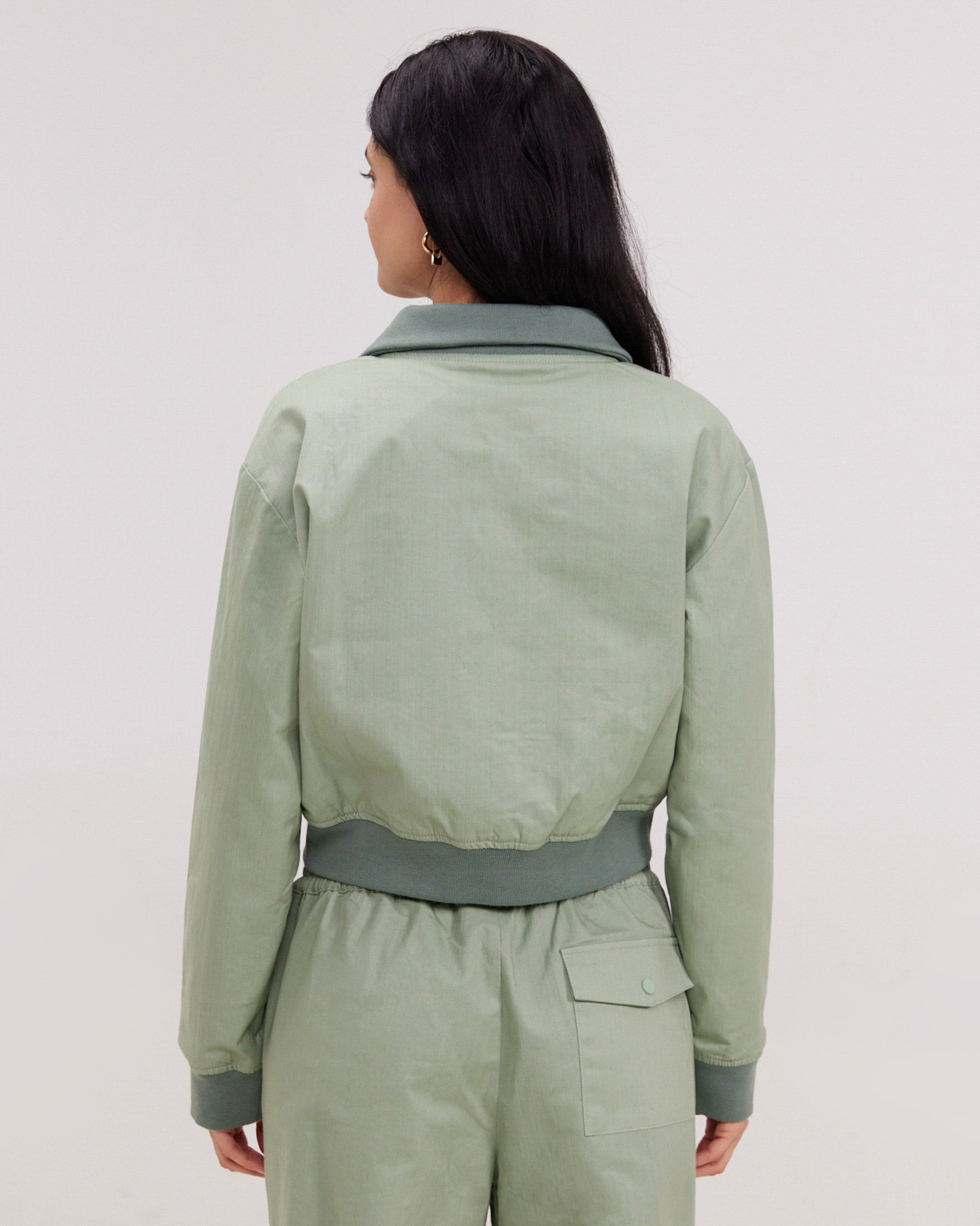 green utility cropped jacket