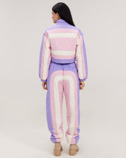 pink purple tan puffer pant