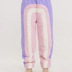 pink purple tan puffer pant