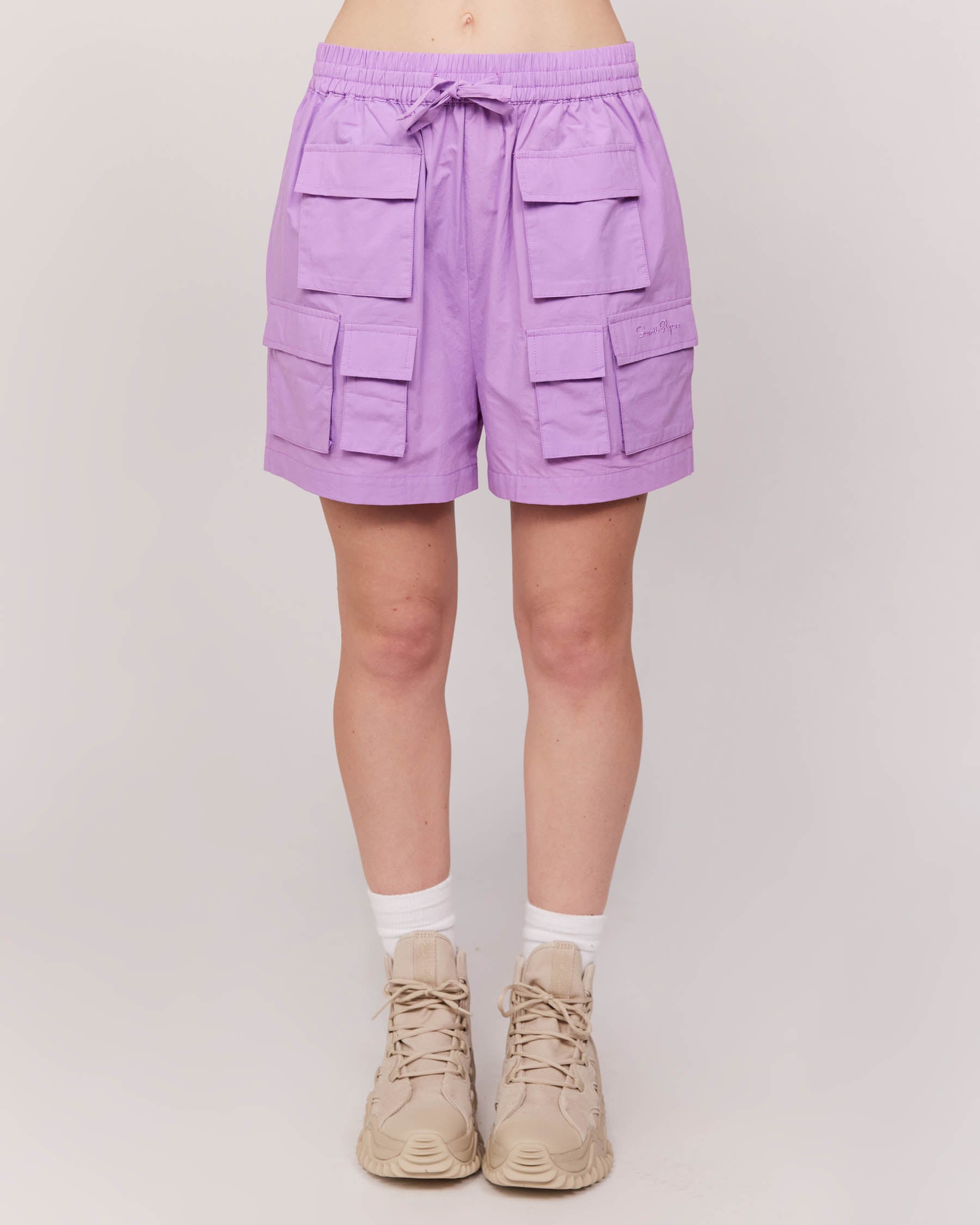 purple cargo shorts with pockets