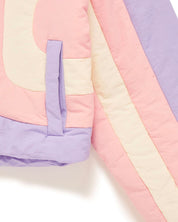 purple pink tan cropped puffer jacket