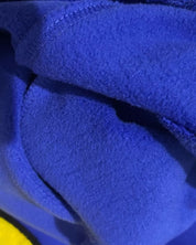 blue smiley hoodie with patches
